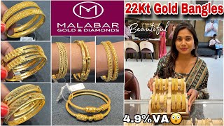 Malabar 22Kt Gold Bangles NEW Designs 16Gm Pair Starts💥 Light Weight Gold Bangles Designs amp Price [upl. by Nibla400]