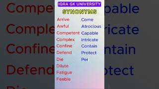 Synonyms 013  IQRA GK UNIVERSITY  english viral education vocabulary synonyms [upl. by Rabbi]