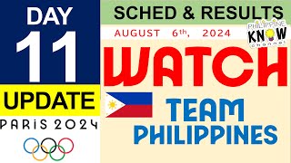 UPDATE DAY 11  SCHEDULE WITH GAME RESULTS  TEAM Philippines  2024 Paris Summer Olympics [upl. by Rasla]