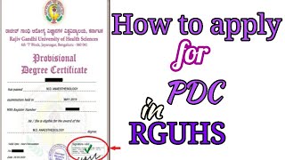 How to apply for PDC Provisional degree certificate on Rguhs website [upl. by Liv]