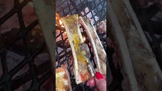 Buttery Beef Bone Marrow Yay or Nay shortsvideo beef beefmarrow outdoors [upl. by Nyrehtak]