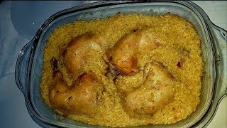 Pulë me pilaf në furrë  Baked chicken with rice🍚🍗 [upl. by Witkin]