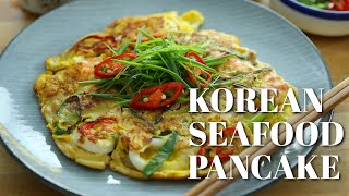 Easy Korean Seafood Pancake  韩式海鲜煎饼 [upl. by Arlo]