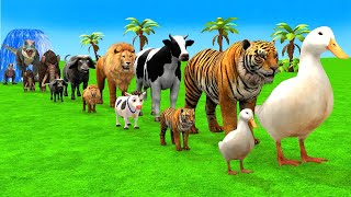 Paint Animals Cow Duck Elephant Tiger Hippo Funny 3d Animal Transformation Crossing Fountain Game [upl. by Parnell]