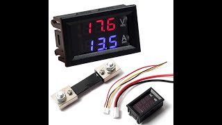 Digital Voltmeter Ammeter DC 100V 10A Shunt 50A test wiring [upl. by Yecrad]