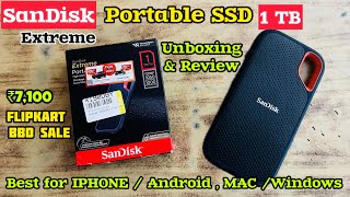 SANDISK EXTREME PORTABLE SSD 1TB  Unboxing amp Review  Flipkart Big Billion Day  Best for Iphone 15 [upl. by Fionna]