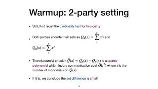 Multiparty Cardinality Testing for Threshold Private Set Intersection [upl. by Aramit]