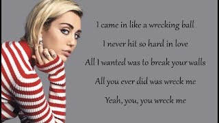 Miley Cyrus  WRECKING BALL Lyrics [upl. by Ahgiel701]