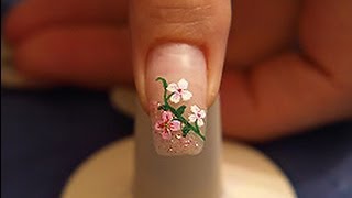 Fingernail design with flower sticker and glitterpowder [upl. by Niak118]