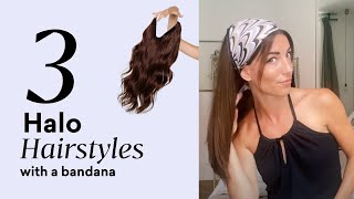 How to wear a bandana  3 Halo Hairstyles [upl. by Nealah]