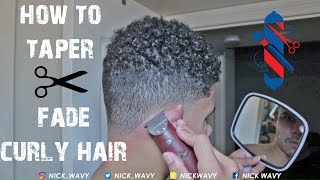 💈HOW TO LIGHT TAPER FADE CURLY HAIR 💈 [upl. by Horwath]