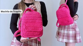 COMÓ TEJER UNA MOCHILA CON TRAPILLO asi de fácil paso a paso Tutorial Hebras Crochet [upl. by Sherj595]