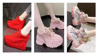 joggers design  latest winter collection of shoes  girls shoes  high sole shoes [upl. by Ahsemrak]