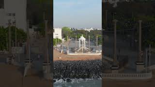 Panoramic Aerial Drove view of Mahatma Gandhi Statue Puducherry [upl. by Gierc]