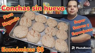 Conchas sin huevo super esponjosas y baratas para negocio panadería paso paso desde casa [upl. by Novej650]