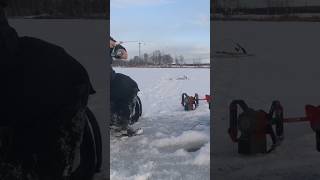 Ice fishing in Alaska jigging for northern pike with hooked on Alaska jigs fishing icefishing [upl. by Gernhard]