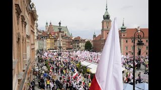 Huge Protest in Warsaw Poland Against EUs Green Deal Ahead of European Parliamentary Elections [upl. by Ecyaj]