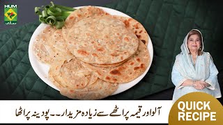 Podina Paratha Recipe By Chef Shireen Anwar  Easy Pudina Mint Paratha Recipe  MasalaTV [upl. by Reinold]