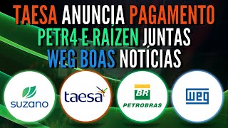 TAESA ANUNCIA PAGAMENTO PETR4 FAZ PARCEIRA BOAS NOVAS PARA WEGE3 SAPR4 JCP SUZB3 INVESTE CIEL3 [upl. by Tarkany287]