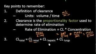 Clearance and Rate of Elimination  Pharmacokinetics  Pharmacology Lect 12 [upl. by Fey]