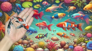 catching fish colorful fish goldfish koi fish betta fish turtles crabs catfish [upl. by Niklaus]