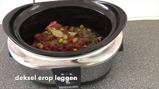 Griekse stoofschotel quotStifadoquot uit de slowcooker  Crockpot [upl. by Sirahs940]