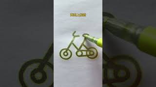 Use two characters for quot人quot to draw a bicycle and you will know how to draw it at a glance Drawi [upl. by Budwig]