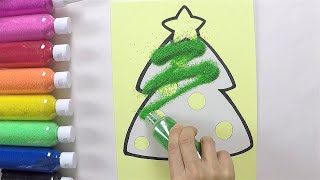 Christmas Trees Sand art Paper folding ㅣ 크리스마스 트리 만들기 모래 종이접기 [upl. by Sairahcaz]