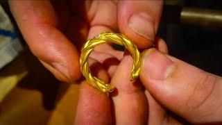 Making 22kt Gold Viking Braided Torc Ring goldsmith ASMR [upl. by Trefor557]