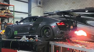 Twin Turbo V10 Audi R8 Dyno Run with Switchable Burble and Flame Mode [upl. by Nahta]