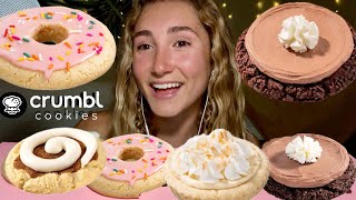 ASMR CRUMBL COOKIES mukbang review  cinnamon roll donut coconut cream pie chocolate milkshake [upl. by Muhammad]