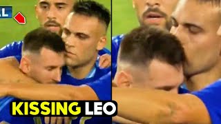 Lautaro Martinez kisses Messi to thank him for giving him the penalty  Football News [upl. by Halonna]