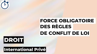 La Force Obligatoire des Règles de Conflit de Loi en Droit International Privé [upl. by Uon843]