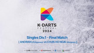 2024 KDARTS FESTIVAL Singles Div 1 Final Match ANDRIAN vs CHUN HO NGAI [upl. by Faucher132]