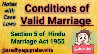 Conditions of Valid Hindu Marriage Hindu Law Lawvita [upl. by Oderfla]