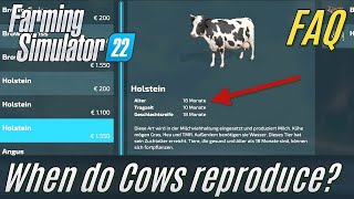 When do Cows start reproducing FS22 FAQ [upl. by Moses]