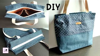 Zipper Tote Bag Sewing Tutorial  Tote Bag With Zipper  Tote Bag Tutorial [upl. by Kendell]