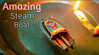 Amazing steam boat  how to make steam boat  mini steam boat [upl. by Nnayelsel]