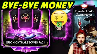 MK Mobile Spending Money on Epic Nightmare Tower Pack Raiden Brutality Gear Hunt [upl. by Ettenwahs]