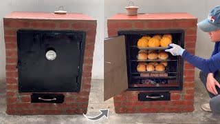 How to build a with an oven on another level from a mixture of cement clay and red brick [upl. by Deerdre]