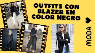 MODA TENDENCIA OTOÑO INVIERNO OUTFITS 💯×100 MODERNOS CON BLAZER NEGRO PARA MUJERES MADURAS [upl. by Jerrol]