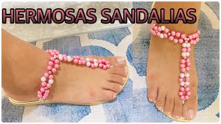 COMO DECORAR SANDALIAS CON PERLAS how to decorate sandals with pearls [upl. by Aevin]