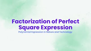 Class 9  Factorization of Perfect Square Expression  ELSS [upl. by Ardnekahs63]