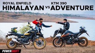 Royal Enfield Himalayan vs KTM 390 Adventure The best sub 500cc ADV bike is  4K  PowerDrift [upl. by Nimajneb]