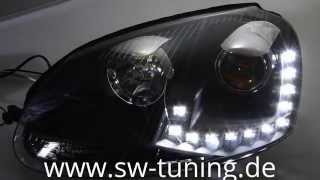 SWDRL Scheinwerfer Golf 5 Black TFL SWTuning [upl. by Mikah286]