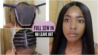 NEW METHOD Flat Full Sew In Weave With Lace Closure No GlueNo Leave Out Soft Feel Hair [upl. by Natica457]