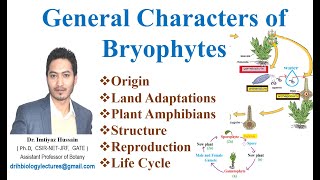 General Character of Bryophytes Amphibians Land adaptations Hepaticopsida Anthocerotopsida Bryopsida [upl. by Monk]