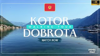 Kotor Dobrota 🇲🇪 Relaxing Walking Tour at Sunrise 4K Incredible Place [upl. by Ennairol960]