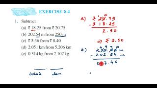 1q Ex 84 Decimal class 6 maths How to subtract decimal Subtraction of decimals [upl. by Zacarias]