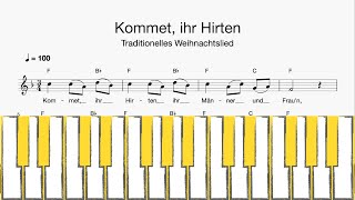 Klavier Kommet ihr Hirten Klaviatur Melodie Akkorde Text [upl. by Simmonds]